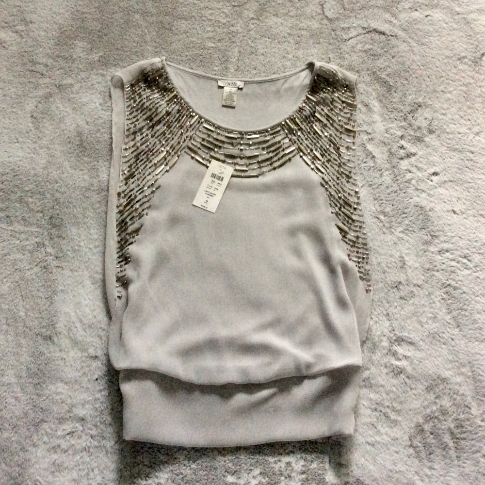 Cache Light Gray *SPARKLE* Sleeveless Top